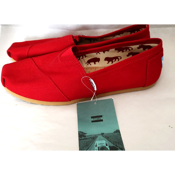 Toms Women's Classic Slip On Canvas Shoes W 9 Red Loafer Flats NWT - Picture 5 of 10